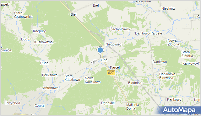 mapa Orło, Orło gmina Małkinia Górna na mapie Targeo